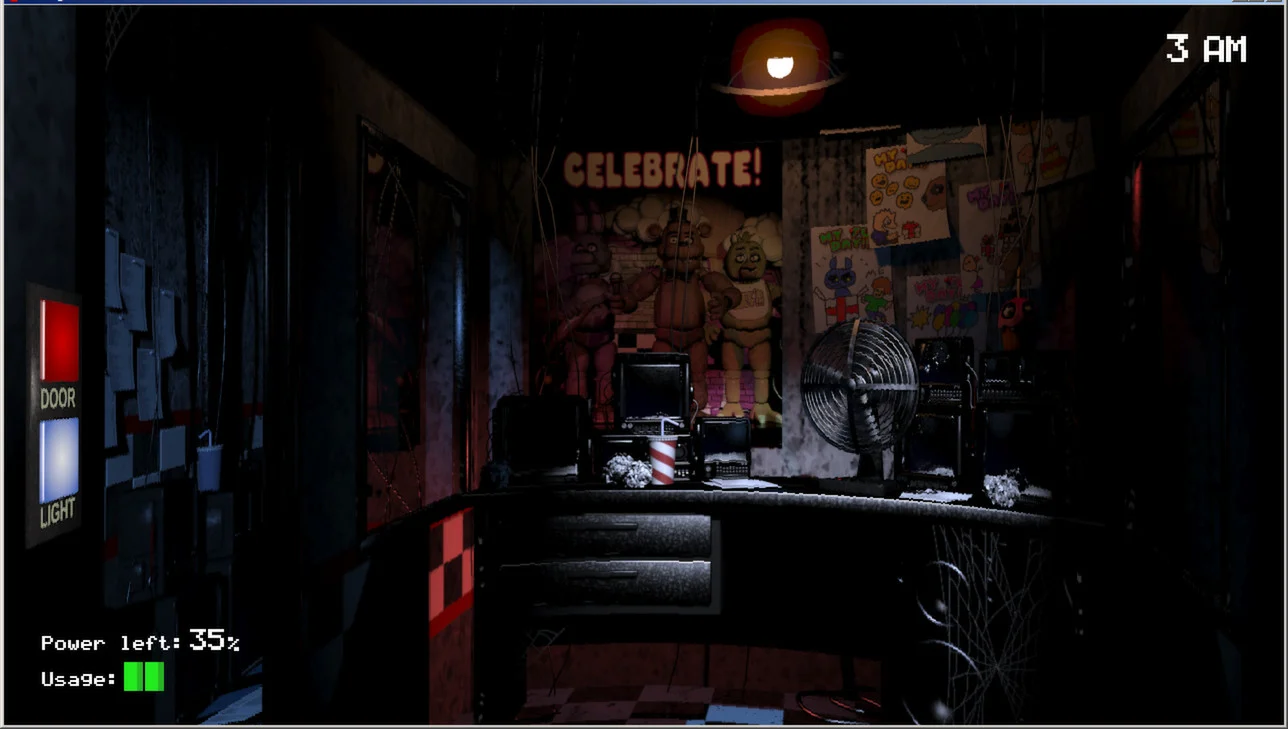 Five Nights at Freddy's show stage with three animatronic figures